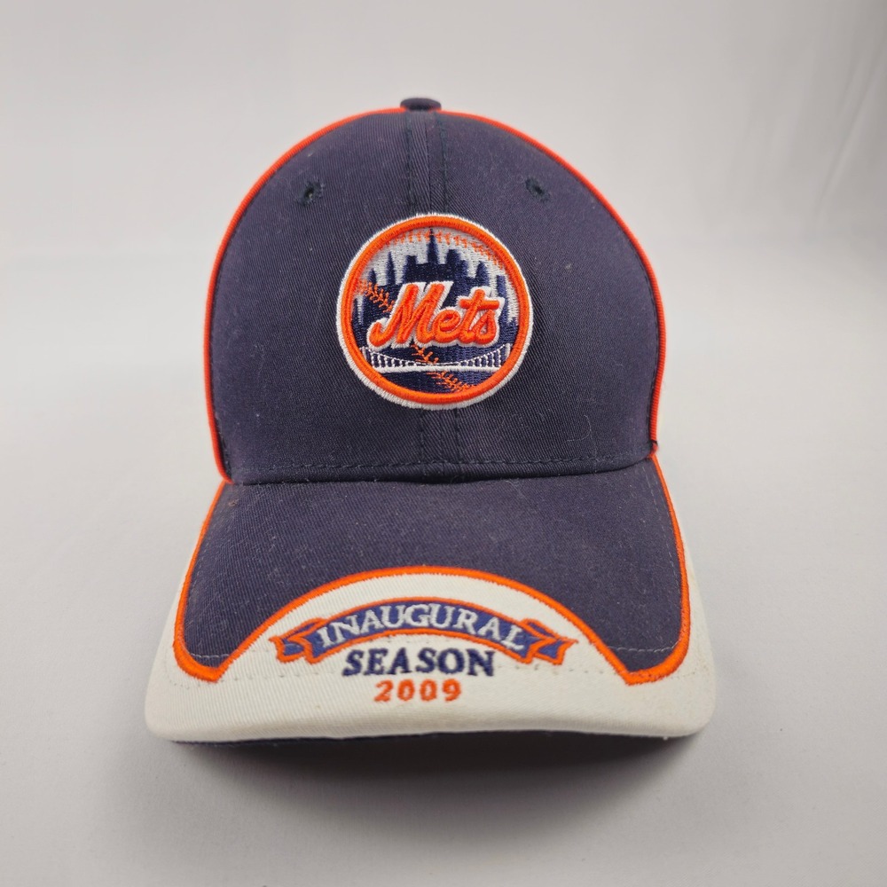Rare Mets Inagural 2009 Baseball Cap White Orange CitiField - small stain on top